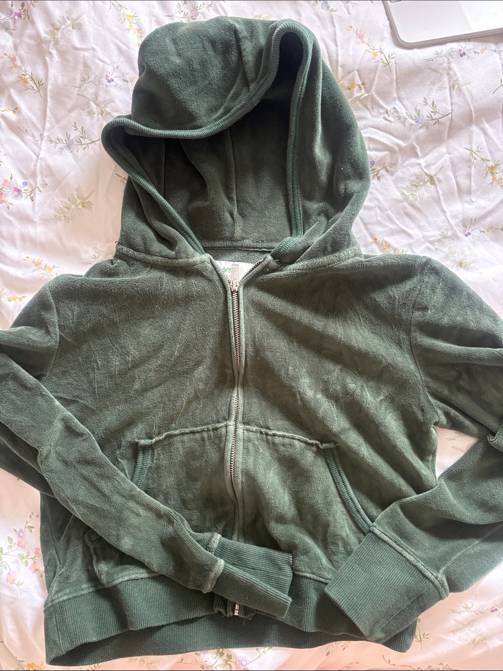 aerie Olive Green Hooded Zip-Up Sweatshirt